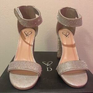 Windsor Sparkling Silver Heels with Rhinestones